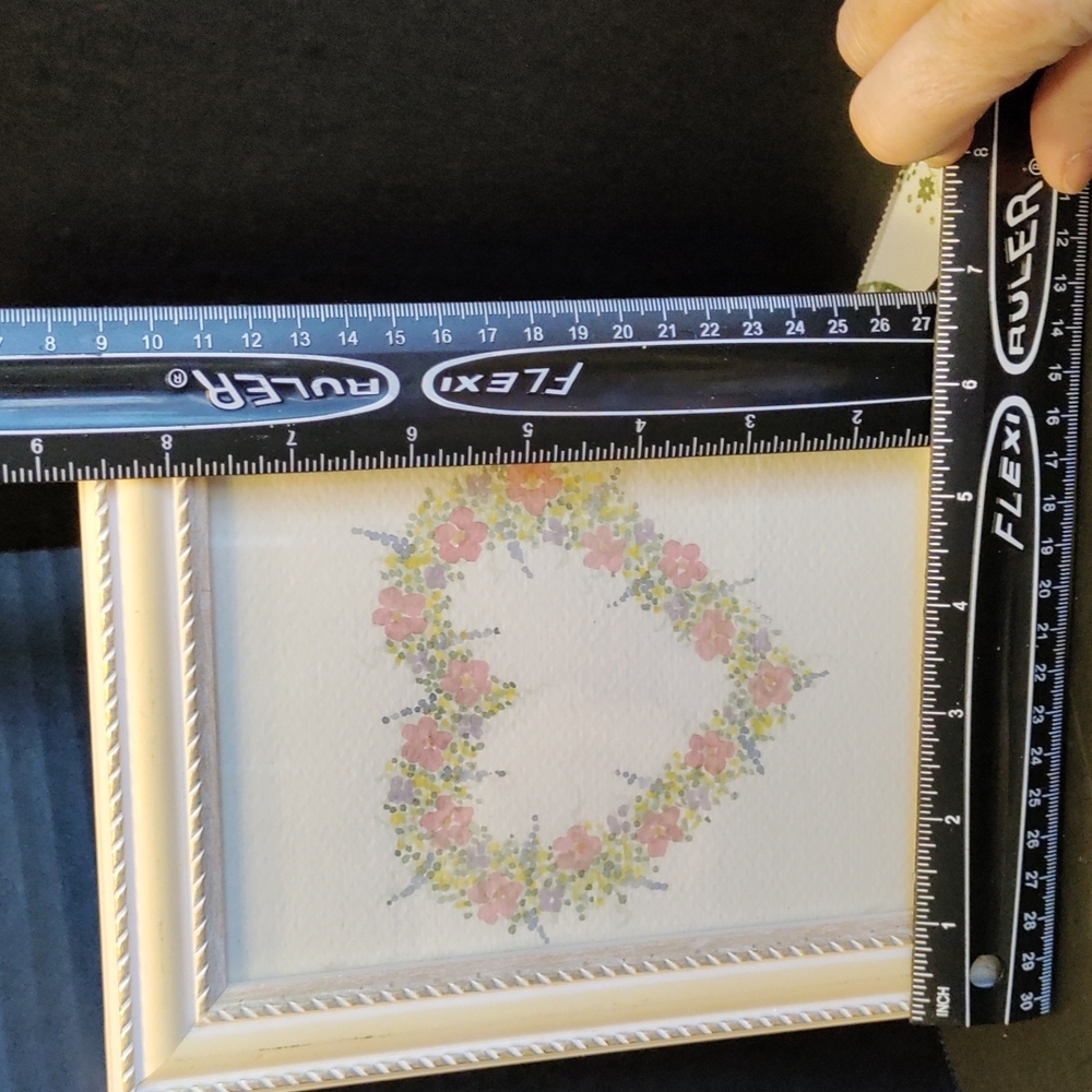 Vintage Framed signed floral watercolor heart - Picture 13 of 16